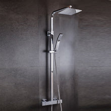 Carregar imagem no visualizador da galeria, Coluna de chuveiro termostática quadrada ESTE com chuveiro de 20x20 e chuveiro de mão