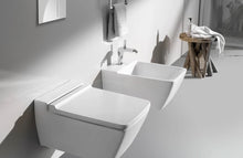 Carregar imagem no visualizador da galeria, Conjunto de sanita e bidé suspenso Geberit Xeno², fixação oculta, Rimfree, com assento sanitário