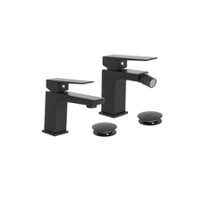 Carica l'immagine nel visualizzatore di Gallery, Set Rubinetti Neri Lavabo E Bidet QUADROT