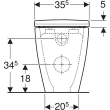 Carica l'immagine nel visualizzatore di Gallery, Coppia sanitari a pavimento a cacciata Geberit Acanto, rialzato, a filo parete, fissaggio nascosto, Rimfree, con sedile del vaso