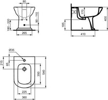 Carregar imagem no visualizador da galeria, Par de vaso sanitário e bidê suspensos Ideal Standard Calla com assento em MDF na cor branca europeia