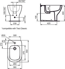 Carregar imagem no visualizador da galeria, Conjunto de vaso sanitário padrão Ideal | T353601/T456901 AquaBlade® Universal para vaso sanitário de chão com fixação na parede