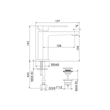 Carica l'immagine nel visualizzatore di Gallery, Rubinetto Lavabo Cromato Quadrato Scarico Clic-Clac | Kubo