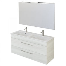 Carica l'immagine nel visualizzatore di Gallery, Mobile Bagno Sospeso 118cm Con Specchio Olmo Bianco FACILE