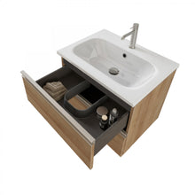 Carica l'immagine nel visualizzatore di Gallery, Mobile Bagno Sospeso 60cm Con Specchiera Rovere Farnia DUBON