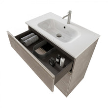 Carica l'immagine nel visualizzatore di Gallery, Mobile Bagno A Terra 80cm Con Specchiera Cemento Grigio Caldo DUBON