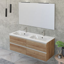 Carica l'immagine nel visualizzatore di Gallery, Mobile Bagno Sospeso 120cm Con Specchio Bianco Opaco DUBON
