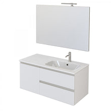 Carica l'immagine nel visualizzatore di Gallery, Mobile Bagno Sospeso 100cm Con Specchio Bianco Opaco DUBON
