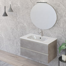 Carica l'immagine nel visualizzatore di Gallery, Mobile Bagno Sospeso 80cm Con Specchio Cemento Grigio Caldo DUBON