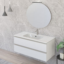 Carica l'immagine nel visualizzatore di Gallery, Mobile Bagno Sospeso 100cm Con Due Cassetti E Specchio Bianco Opaco DUBON
