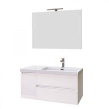 Carica l'immagine nel visualizzatore di Gallery, Mobile Bagno Sospeso Bianco Larice 100cm Due Cassetti E Sportello MOOD-100
