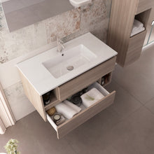 Carica l'immagine nel visualizzatore di Gallery, Mobile Sospeso 90cm Colore Legno Olmo, Lavabo Ceramico MOOD-755