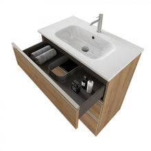 Carica l'immagine nel visualizzatore di Gallery, Mobile Bagno A Terra 80cm Con Specchiera Rovere Farnia DUBON