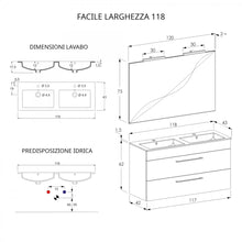 Carica l'immagine nel visualizzatore di Gallery, Mobile Bagno Sospeso 118cm Con Specchio Olmo Bianco FACILE