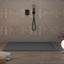 Carica l'immagine nel visualizzatore di Gallery, Piatto Doccia In Marmoresina Grigio Scuro Effetto Pietra Cemento PRESTIGE