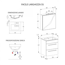 Carica l'immagine nel visualizzatore di Gallery, Mobile Bagno Sospeso 55cm Con Specchiera Finitura Olmo FACILE