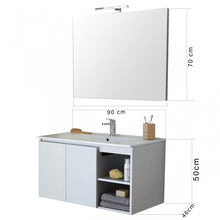 Carica l'immagine nel visualizzatore di Gallery, Mobile Bagno Sospeso 90cm Bianco Promenade Con Specchio ALBA 90