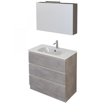 Carica l'immagine nel visualizzatore di Gallery, Mobile Bagno A Terra 80cm Con Specchiera Cemento Grigio Caldo DUBON