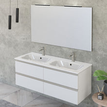 Carica l'immagine nel visualizzatore di Gallery, Mobile Bagno Sospeso 120cm Con Specchio Bianco Opaco DUBON