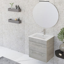 Carica l'immagine nel visualizzatore di Gallery, Mobile Bagno Sospeso 55cm Con Specchio Cemento Legno FACILE