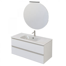 Carica l'immagine nel visualizzatore di Gallery, Mobile Bagno Sospeso 100cm Con Due Cassetti E Specchio Bianco Opaco DUBON