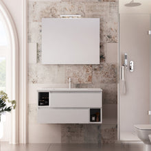 Carica l'immagine nel visualizzatore di Gallery, Mobile Bagno Sospeso 90cm Larice Bianco, Lavabo Ceramico MOOD-755