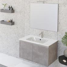 Carica l'immagine nel visualizzatore di Gallery, Mobile Bagno Sospeso 80cm Con Due Ante E Specchio Rovere Farnia DUBON