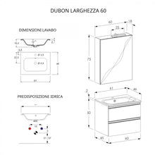 Carica l'immagine nel visualizzatore di Gallery, Mobile Bagno Sospeso 60cm Con Specchiera Rovere Farnia DUBON