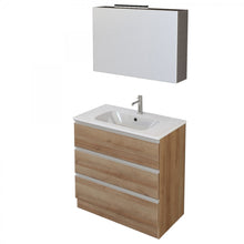 Carica l'immagine nel visualizzatore di Gallery, Mobile Bagno A Terra 80cm Con Specchiera Rovere Farnia DUBON