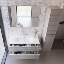 Carica l'immagine nel visualizzatore di Gallery, Mobile Bagno Sospeso Eucalipto Grigio Con Lavabo E Colonna MOOD-756P