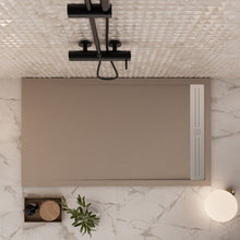 Carregar imagem no visualizador da galeria, Base de chuveiro RELAX em resina de mármore cinza Dove com efeito de pedra-cimento