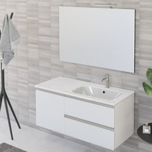 Carica l'immagine nel visualizzatore di Gallery, Mobile Bagno Sospeso 100cm Con Specchio Bianco Opaco DUBON