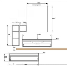 Carica l'immagine nel visualizzatore di Gallery, Mobile Bagno Sospeso Rovere Scuro Con Lavandino Nero In Vetro