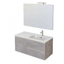 Carica l'immagine nel visualizzatore di Gallery, Mobile Bagno Sospeso 100cm Con Specchio Cemento Grigio Caldo DUBON