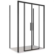 Carregar imagem no visualizador da galeria, Box de chuveiro de três lados com perfis pretos, vidro deslizante de 6 mm, H195 LAGOA-TRIO