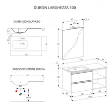 Carica l'immagine nel visualizzatore di Gallery, Mobile Bagno Sospeso 100cm Con Ripiano A Destra E Specchio Rovere Farnia DUBON