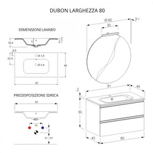 Carica l'immagine nel visualizzatore di Gallery, Mobile Bagno Sospeso 80cm Con Specchio Rovere Farnia DUBON