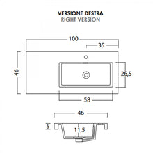 Carica l'immagine nel visualizzatore di Gallery, Mobile Bagno Sospeso Bianco Larice 100cm Due Cassetti E Sportello MOOD-100