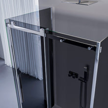 Carica l'immagine nel visualizzatore di Gallery, Box Doccia Tre Lati Fume Nero Porta Scorrevole H195 8mm Anticalcare EUCLIDE
