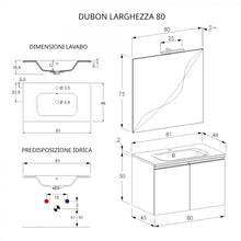 Carica l'immagine nel visualizzatore di Gallery, Mobile Bagno Sospeso 80cm Con Due Ante E Specchio Rovere Farnia DUBON