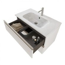 Carica l'immagine nel visualizzatore di Gallery, Mobile Bagno Sospeso 80cm Con Specchio Bianco Opaco DUBON