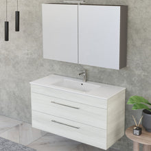 Carica l'immagine nel visualizzatore di Gallery, Mobile Bagno Sospeso 100cm Con Specchiera Olmo Bianco FACILE