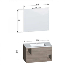 Carica l'immagine nel visualizzatore di Gallery, Mobile Bagno Sospeso 90cm Larice Bianco, Lavabo Ceramico MOOD-755