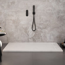 Carregar imagem no visualizador da galeria, Base de chuveiro GRID em resina de mármore branco com efeito de pedra de cimento