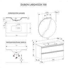 Carica l'immagine nel visualizzatore di Gallery, Mobile Bagno Sospeso 100cm Con Due Cassetti E Specchio Bianco Opaco DUBON