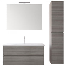 Carica l'immagine nel visualizzatore di Gallery, Mobile Bagno Sospeso Eucalipto Grigio Con Lavabo E Colonna MOOD-756P