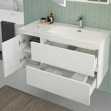 Carica l'immagine nel visualizzatore di Gallery, Mobile Bagno Sospeso Bianco Larice 100cm Due Cassetti E Sportello MOOD-100