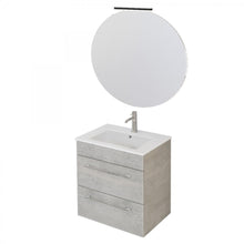 Carica l'immagine nel visualizzatore di Gallery, Mobile Bagno Sospeso 55cm Con Specchio Cemento Legno FACILE