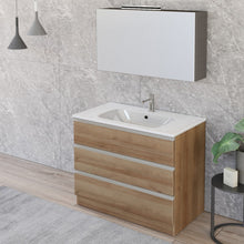 Carica l'immagine nel visualizzatore di Gallery, Mobile Bagno A Terra 80cm Con Specchiera Rovere Farnia DUBON