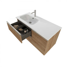 Carica l'immagine nel visualizzatore di Gallery, Mobile Bagno Sospeso 100cm Con Anta A Destra E Specchio Rovere Farnia DUBON